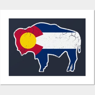 Colorado Flag Buffalo Bison Art Posters and Art